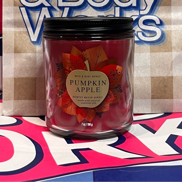 Pumpkin Apple mason single wick candle bath & body works (bundle for a discount) - Picture 2 of 5